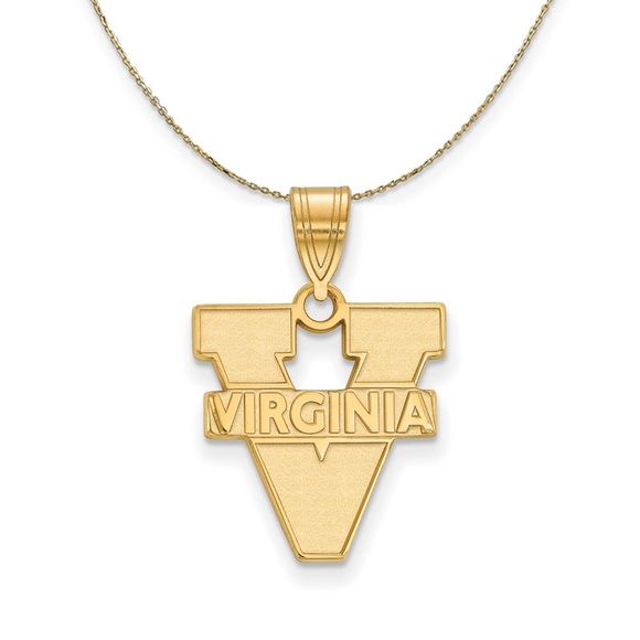 14k Yellow Gold U. of Virginia Medium 'V' Logo Necklace - 22 Inch - Picture 1 of 7